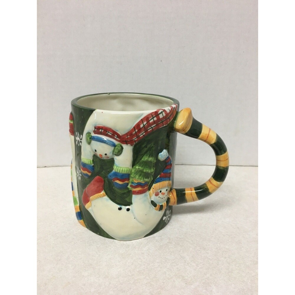 CERTIFIED INTERNATIONAL SUSAN WINGET CHRISTMAS SNOWMAN 3-D LARGE  MUG/CUP 16oz